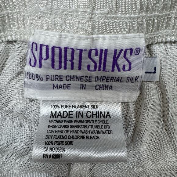 Vintage SportSilks 100% Silk Baselayer Leggings White Mens - Size L - Picture 7 of 10